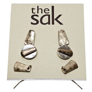 NWT The Sak 3-Pairs Silver and Gold Tone Patina Stud and Dangle Earrings